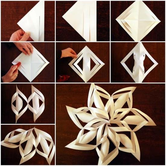 instructions pour bricoler des flocons de neige en papier