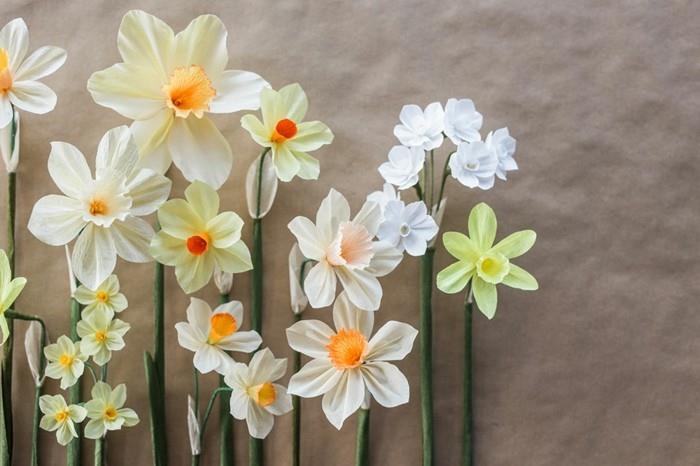 bricoler papier fleurs papier de couleur jonquilles jaune blanc