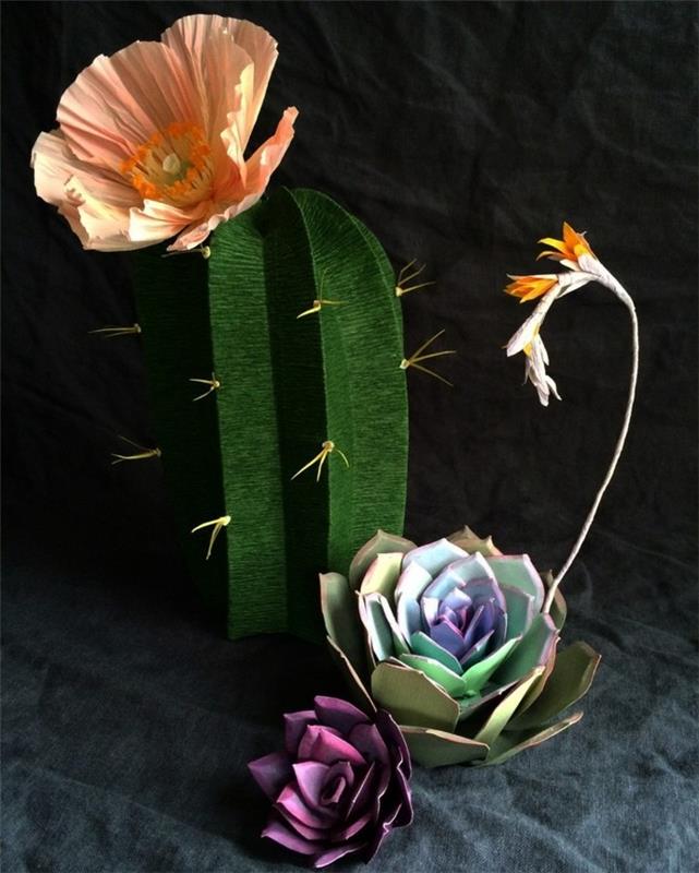 fleurs en papier bricoler cactus succulentes