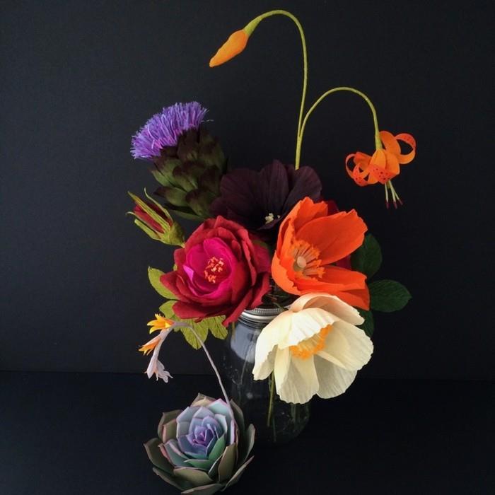 bricoler fleurs en papier fleurs d'été succulentes bouquet