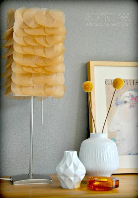 papierowe lampy pergaminowa żółta lampa stołowa