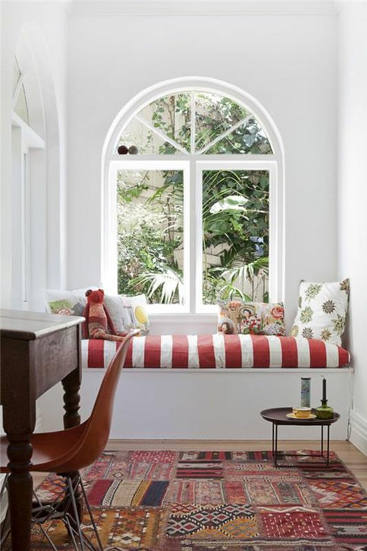 patchwork tapis salon plancher rebord de fenêtre conception