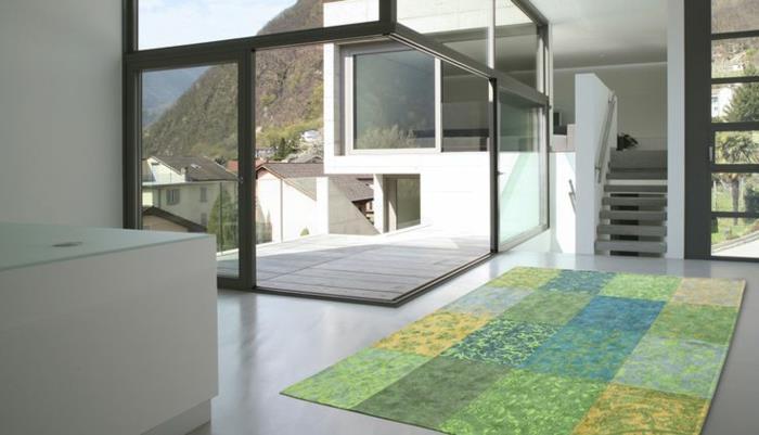 patchwork tapis salon plancher vert
