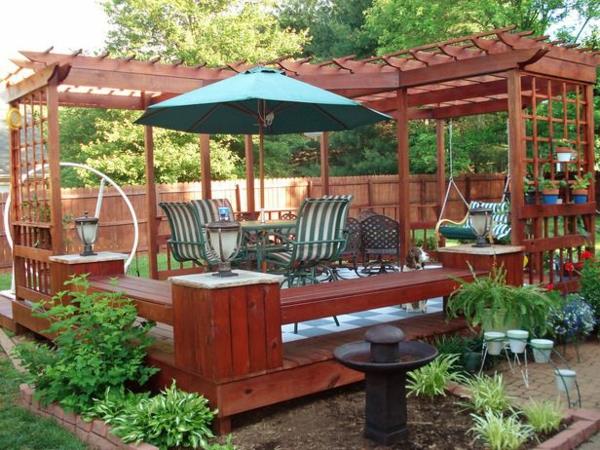 idées de conception de jardin patio pergola construire votre propre balançoire en bois