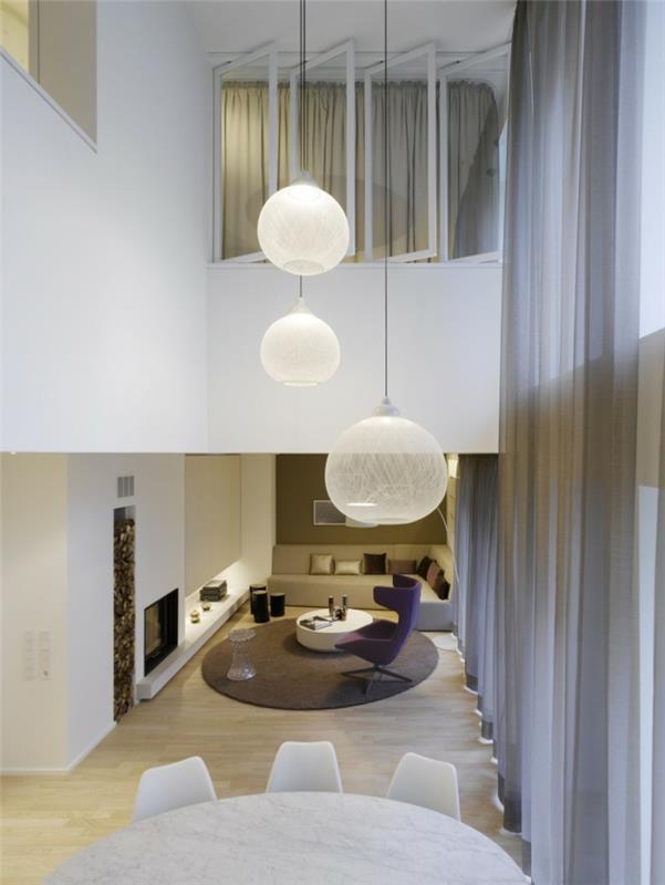 lampes suspendues plan ouvert lumineux design d'intérieur