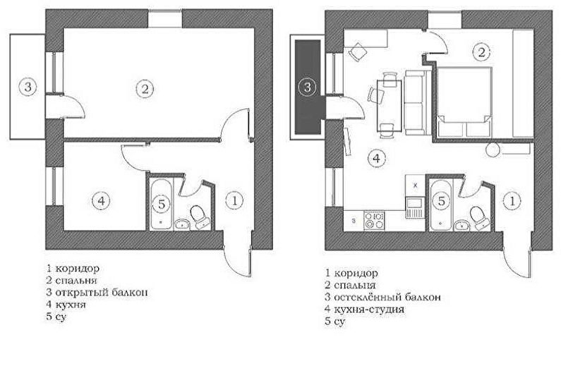 إعادة تطوير شقة من غرفة واحدة في خروتشوف - المشروع 2