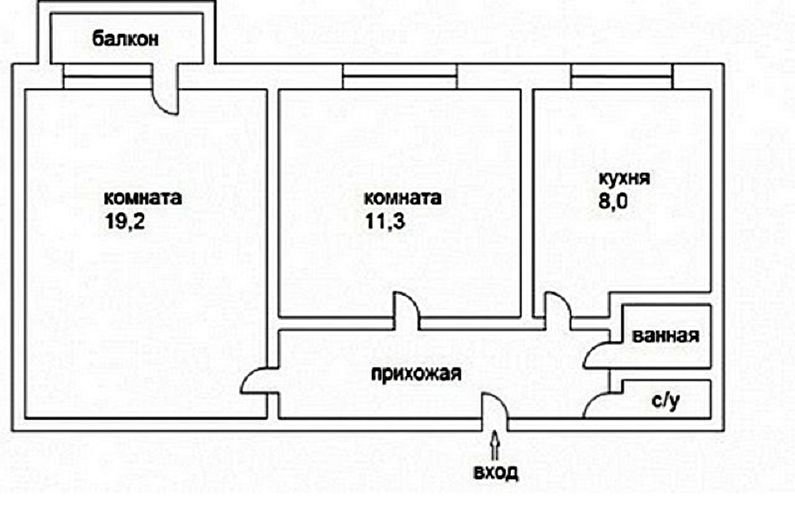إعادة تطوير شقة من غرفتين في خروتشوف - المشروع 1
