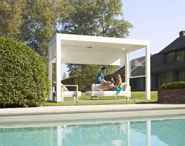 pergola gazebo construction blanc aéré