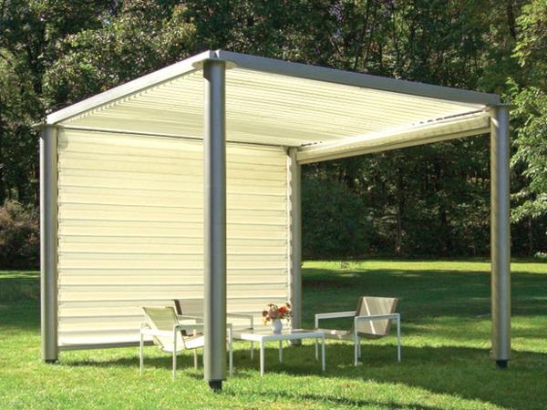 pergola métal protection solaire coin salon idées de jardin