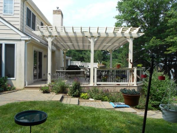 pergola toit terrasse toiture spacieux bois blanc