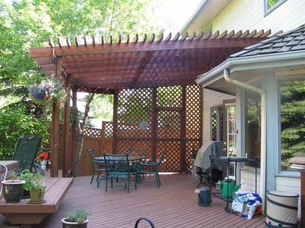 pergola toit terrasse toiture bois de cerisier