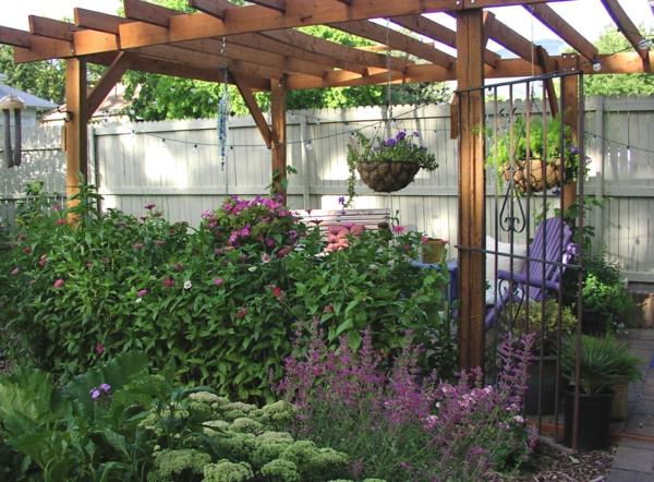 pergola toit terrasse couverture plantes fleurs