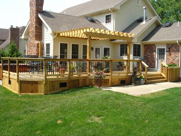 pergola toit terrasse toiture plantes en pot