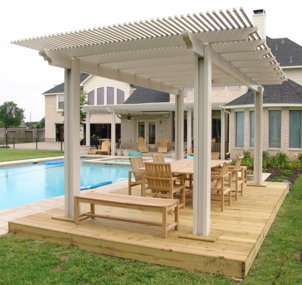 Pergola toiture terrasse toiture bois de cèdre clair