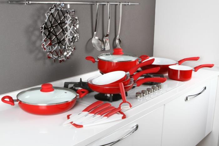 kup ceramiczną powłokę patelni czerwony zestaw ceramicznych patelni nowoczesnych przyborów kuchennych