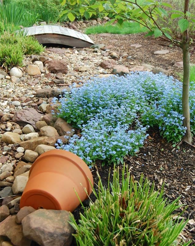 planteur pot de fleur en céramique bleu fleurs délicates