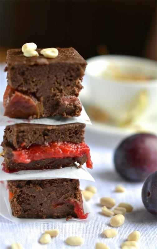 gâteau aux prunes brownies aux prunes au beurre de cacahuètes