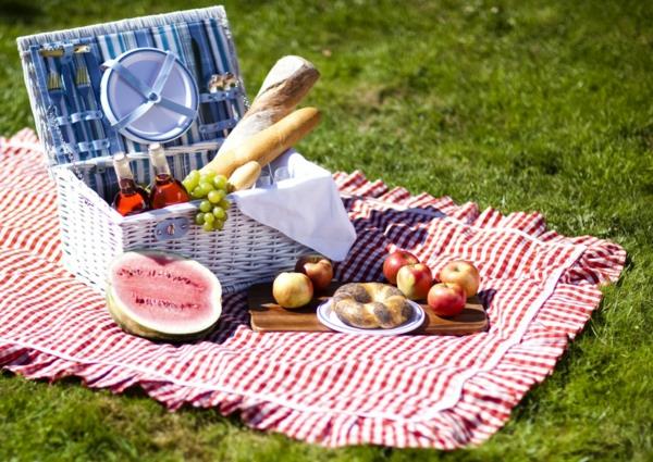 koc piknikowy wzór frędzlami jedzenie natura