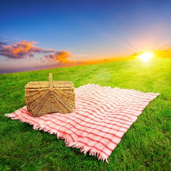 piknik natura wycieczka na zewnątrz zachód słońca