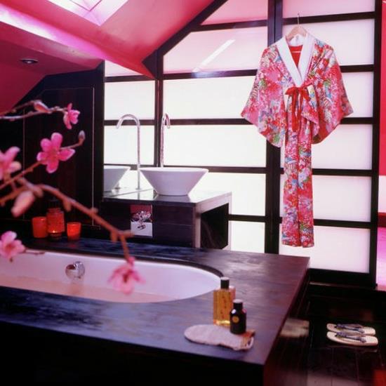 różowa orientalna japońska łazienka