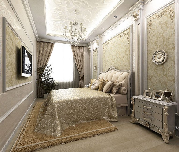 Klassischer Stil in einem kleinen Raum ist am besten in einem hellen Farbton.