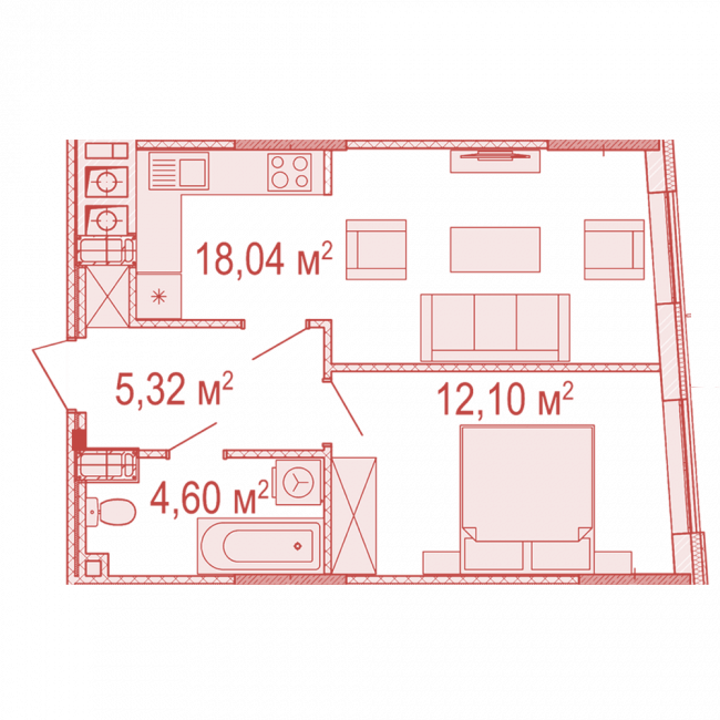 Grundriss einer Einzimmerwohnung