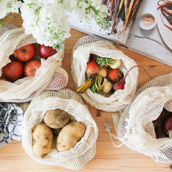 plastikowe torby wielokrotnego użytku kuchenne na owoce i warzywa