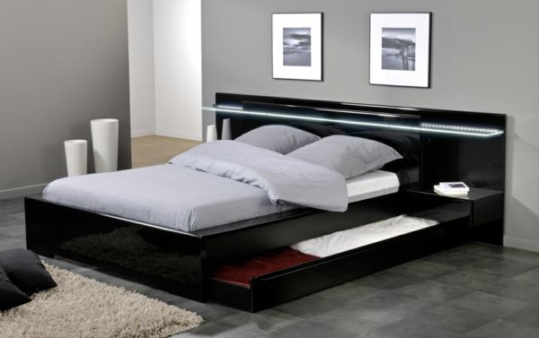łóżka platformy szuflady do przechowywania wysuwana czarna rama łóżka