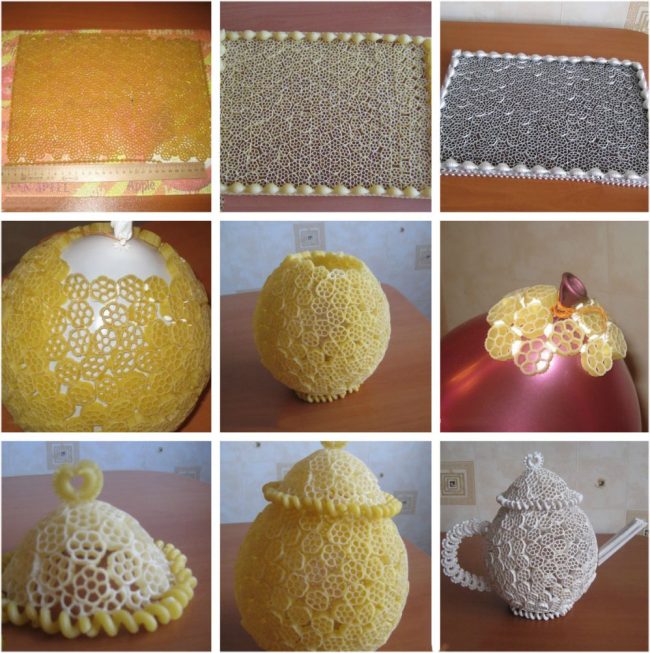 Schritt-für-Schritt-Anleitung in Bildern für die Herstellung von Pasta-Tablett und Teekanne