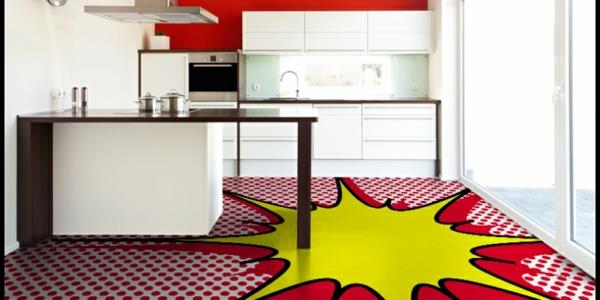 pop art caractéristiques design d'intérieur revêtement de sol cuisine