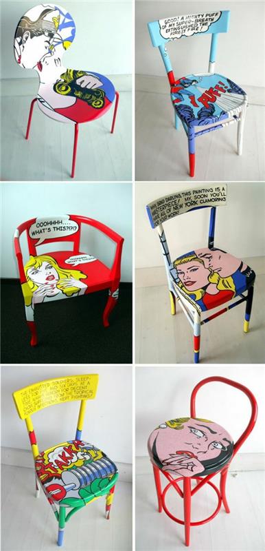 le pop art présente des chaises design de design d'intérieur