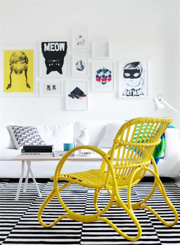 pop art caractéristiques design d'intérieur meubles en osier chaise jaune