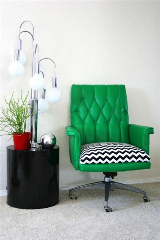pop art dispose d'un design d'intérieur fauteuil rembourré motif chevron vert