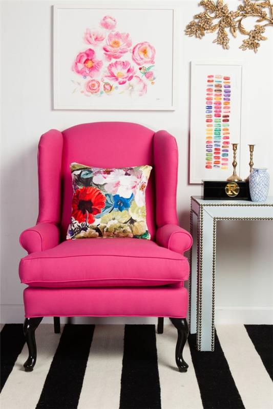 pop art caractéristiques design d'intérieur fauteuil rembourré rose