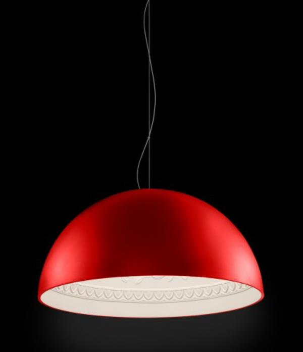 lampe à suspension en porcelaine, en forme de bol en rouge
