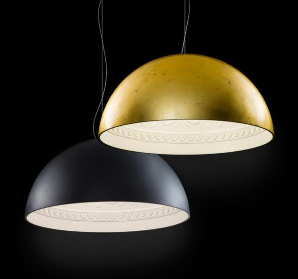 suspension en porcelaine de metal lux en noir et or