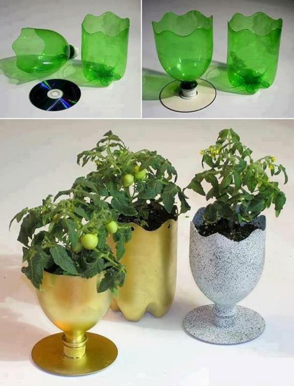 idées d'artisanat pratiques pour fabriquer des pots de fleurs à partir de bouteilles en plastique