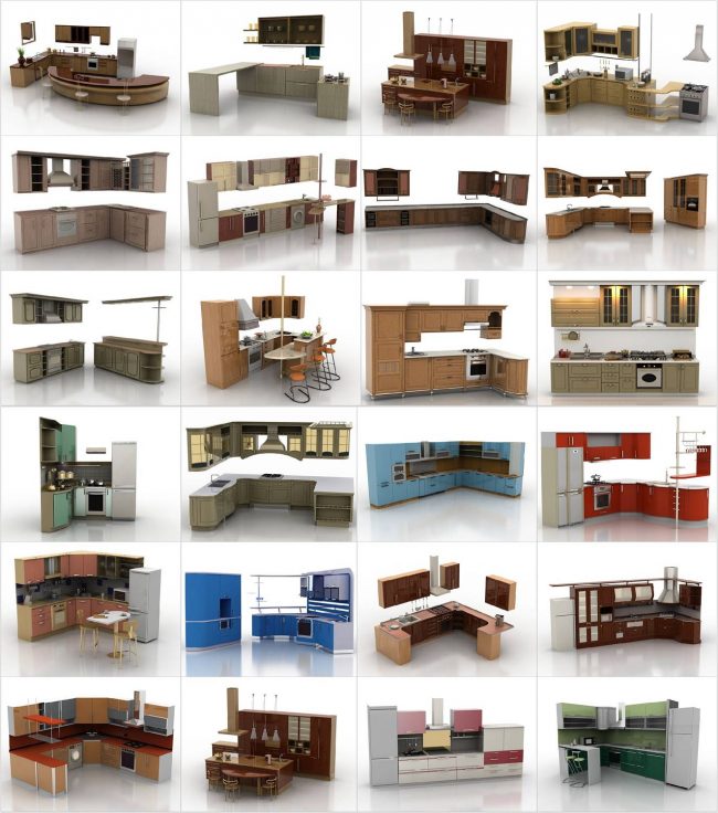 Пример за съдържанието на библиотеката за мебели за програмата за планиране. В тази форма редица производители разпространяват от официалните уебсайтове точни 3D модели на мебели от своето производство.