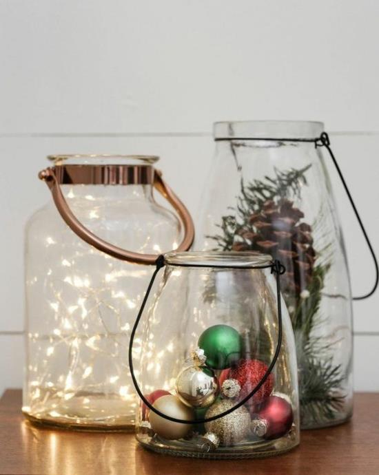 purystyczne świąteczne dekoracje okulary bajkowe lampki szyszki