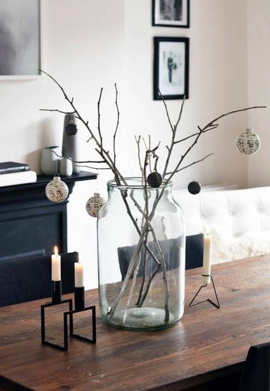 purystyczna dekoracja świąteczna dekoracja stołu z gałęziami