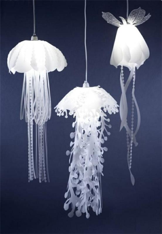 papierowe lampki meduzy białe lampy wiszące