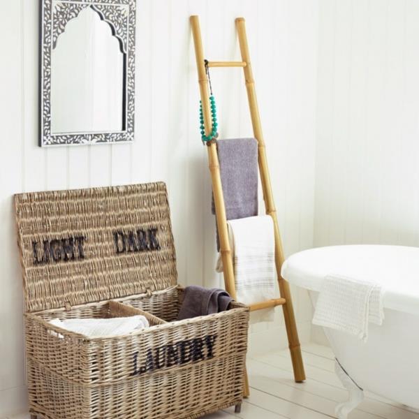 meubles en osier rotin panier à linge serviette échelle meubles de salle de bain en bambou baignoire autoportante