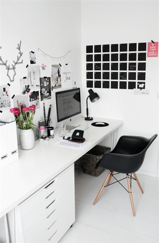 idées de design d'intérieur salle de travail mise en place design mural créatif pratique noir et blanc