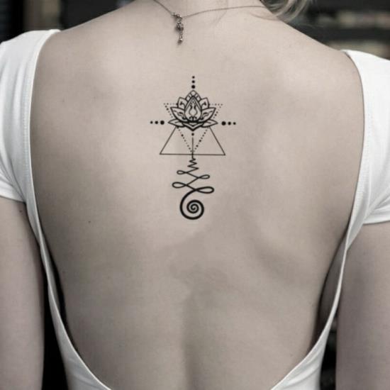 powrót unalome tatuaż lotos geometryczny