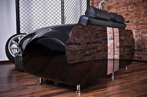 meubles de voiture rétro dessins canapé cuir laqué noir
