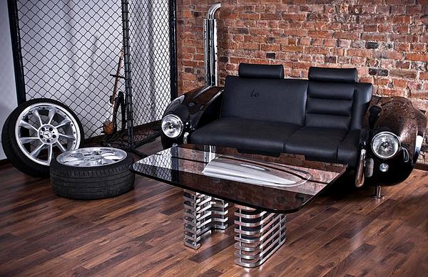 Meubles de voiture classiques conçoit un canapé en cuir laqué table