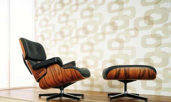 rétro papier peint motif géométrique eames lounge chair