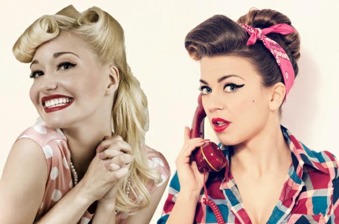coiffures rockabilly femmes look rétro blond brun cheveux longs