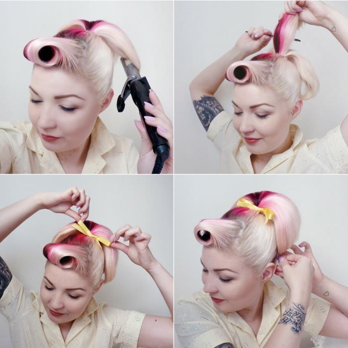 coiffures rockabilly look rétro cheveux blonds coiffure épinglée faites-le vous-même