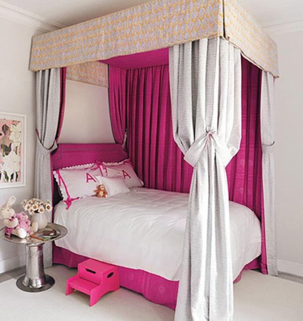 różowy baldachim do sypialni różowy